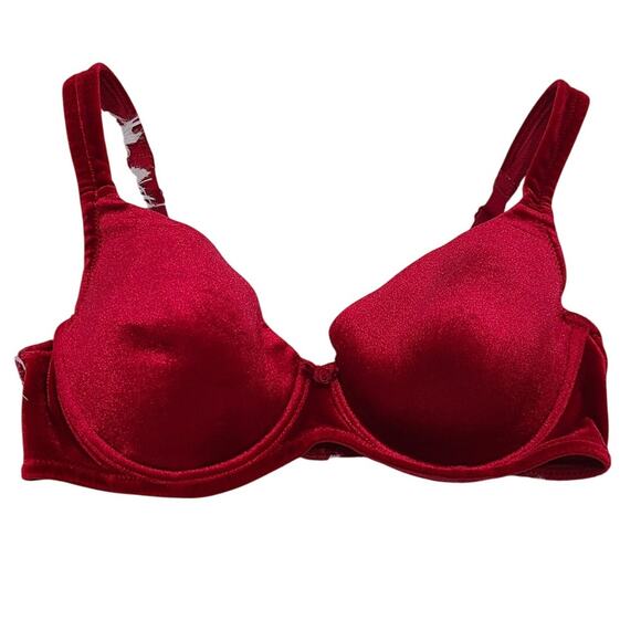 Victoria's Secret Womens Sz 34C Red Velvet Vintage Y2K Bra Lightly Lined Rose - Picture 9 of 9
